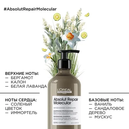 Шампунь Absolut Repair Molecular для молекулярного восстановления волос, 500 мл, купить недорого