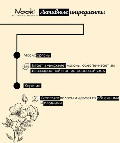 Востанавливающий мусс для укладки волос средней фиксации Nook Cosmetics Магия Арганы, 250 мл, фото