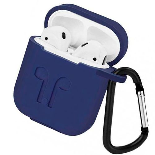 Силиконовый чехол для AirPods с тиснением и креплением, Синий