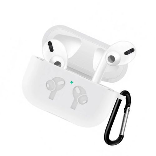 Силиконовый чехол для AirPods Pro с тиснением и креплением, Белый, купить недорого