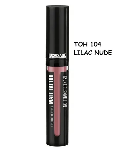 Губная помада LuxVisage Matt Tattoo No Transfer 12H, №-104 Lilac nude, купить недорого