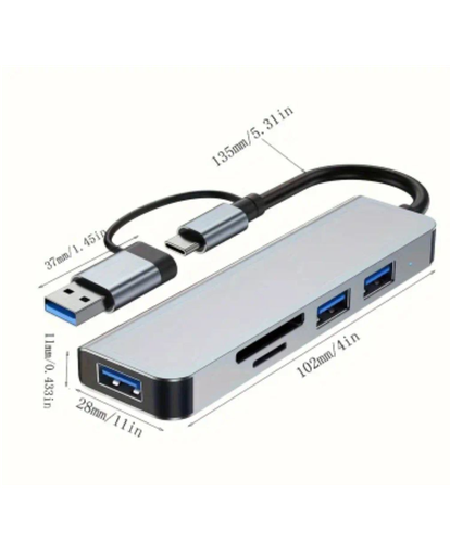 Адаптер-переходник 5в1, USB-A, USB-C