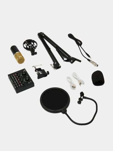 Профессиональный конденсаторный студийный микрофон Professional Condenser Microphone Bm-800, Черный, купить недорого