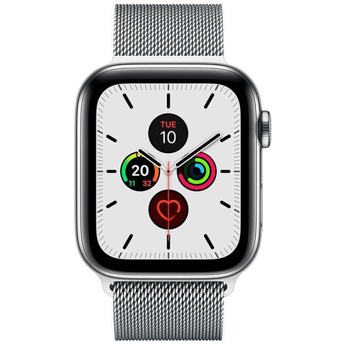 Смарт часы из нержавеющей стали Apple Watch Series 5, Серебристый, Металлический ремешок, 44 мм, купить недорого