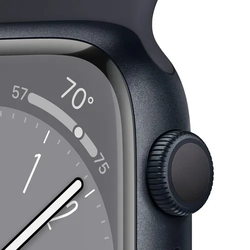 Смарт часы из алюминия Apple Watch Series 8, Серебристый-Черный, Спортивный ремешок, 41 mm, фото № 4