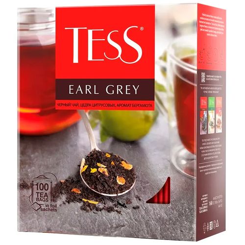 Чай черный в пакетиках Tess Earl Grey, 100 шт, купить недорого