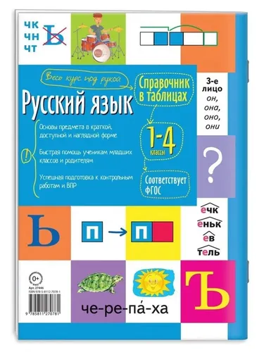 Справочник в таблицах. Русский язык 1- 4 классы, в Узбекистане