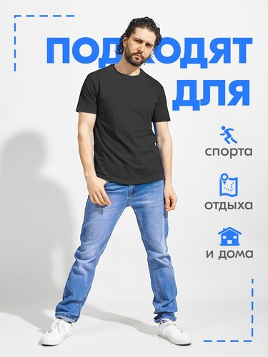 Базовая мужская футболка DNZ TEKS DZ-076 прямой крой, Черный, купить недорого