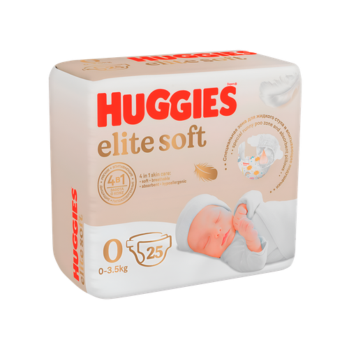 Tagliklar Huggies Elite Soft 0+ 3.5 kg gacha, 25 dona (Farg'ona uchun), купить недорого