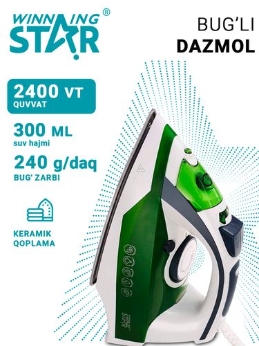 Паровой утюг Winning Star ST-5015, Зеленый, купить недорого