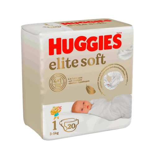 Tagliklar Huggies Elite Soft 1 3-5 kg, 20 dona (Farg'ona uchun)