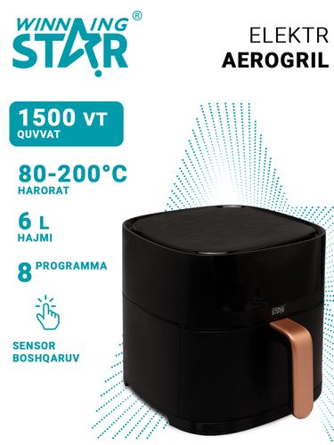Aerogrill-Aerofrityur Winning star ST-9652, 6 l, Qora, фото