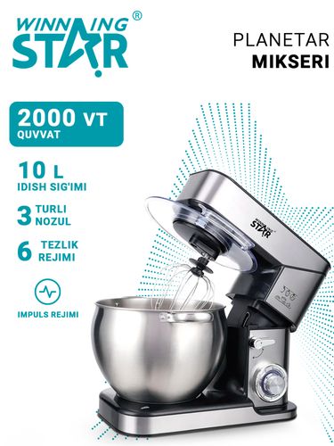 Planetar mikser Winning star ST-5302, 10 L, 2000 vt quvvat, купить недорого