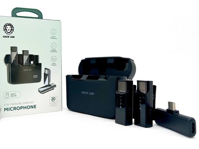 Микрофон Green Digital Displey Type-C 2X1, Черный