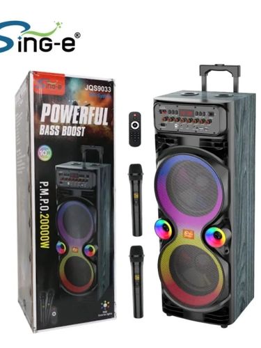 Kolonka-karaoke JQS9033 ikkita mifrofonli, qora, купить недорого