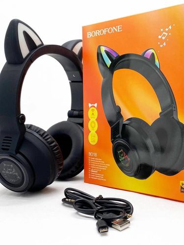Беспроводные наушники Borofone BO18 Cat Ear, Черный