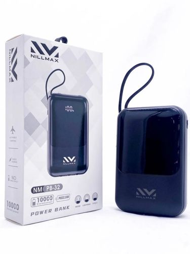 Nillmax PB32 portativ batareyasi, 10000 mA/soat, qora
