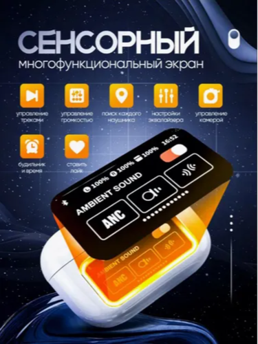 Беспроводные наушники с сенсорным экраном A9 Pods Pro, Белый, купить недорого
