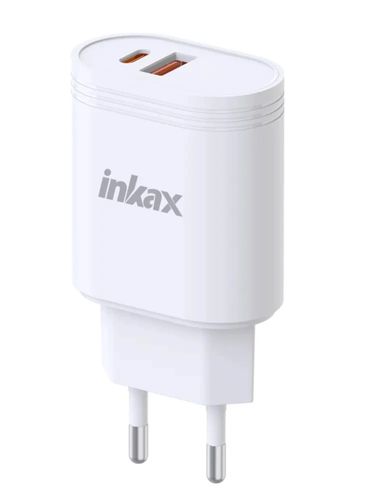 Зарядное устройство Inkax Y05 USB-A+Type-C 20W, Белый, в Узбекистане