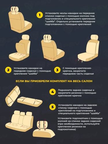 Накидка на сиденья автомобиля из экокожи Prestige универсальный комплект на весь салон, купить недорого